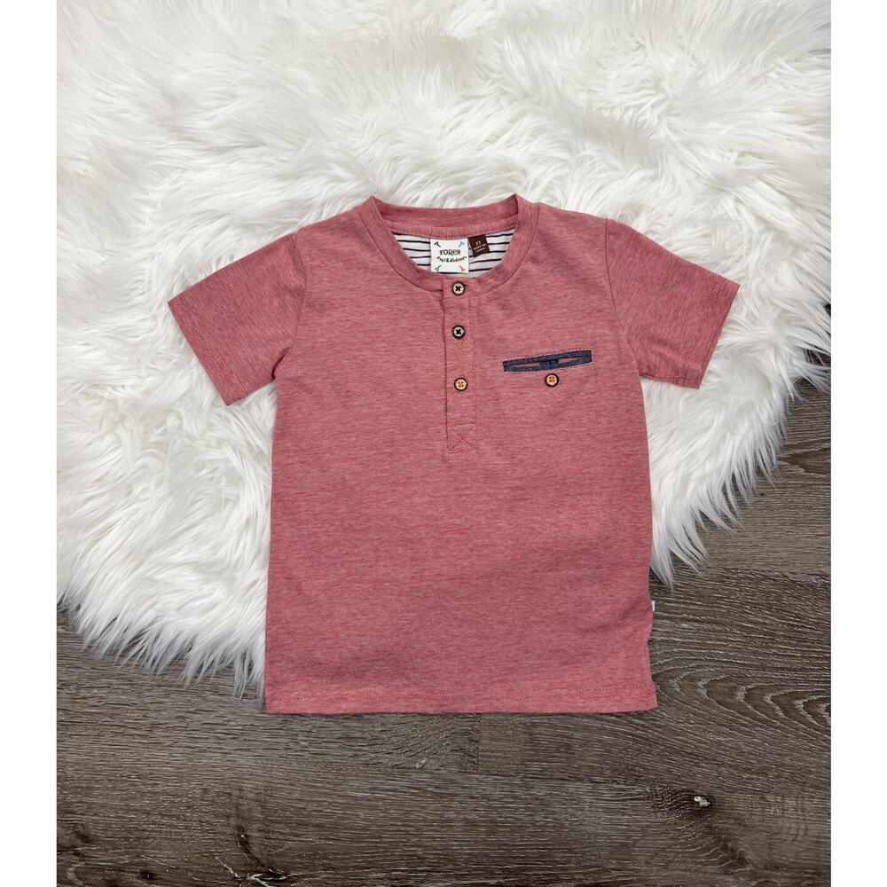 FORE!! Red Mini‎ Stripe Henley2T (MSRP $40)